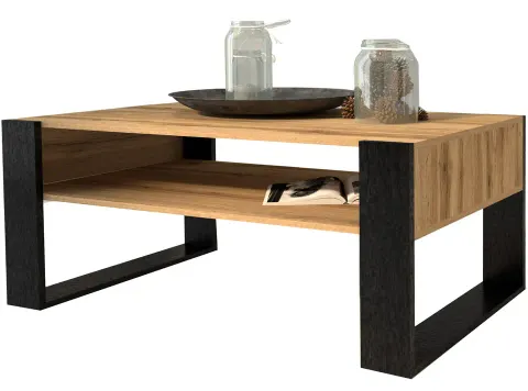 Ława stolik kawowy TON Dąb Artisan czarny LOFT Industrialny