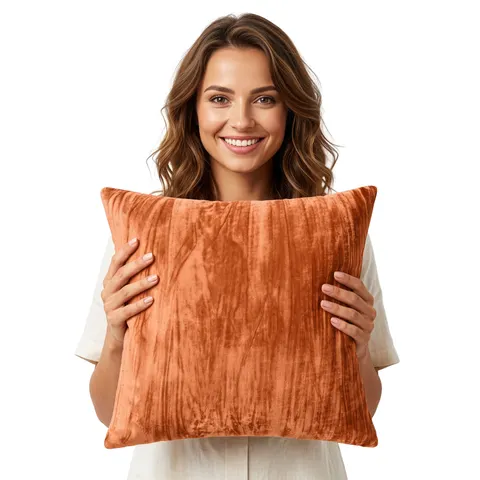 Poszewka VELVET STYLE Kreszowany 45x45cm Pomarańcz