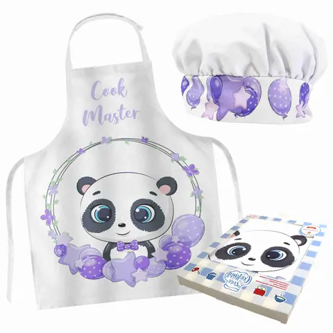 Komplet 2 cz. LITTLE COOK Fartuch + Czapka Panda