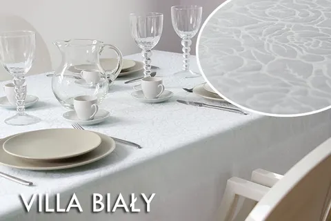 Obrus - Villa 85x85 cm - Kwiaty - Biały