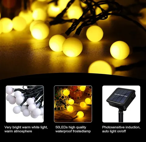 Lampki solarne Balls Matt led 30 girlanda 4,5 m