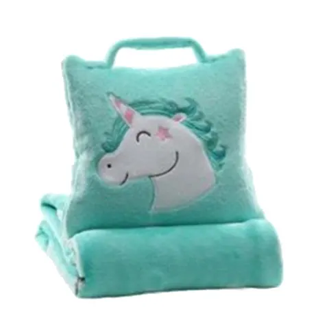 Koc 2w1 MOOKY flanela UNICORN Jednorożec Mięta