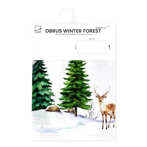 Obrus dekoracyjny140x220 cm Winter Forest choinki