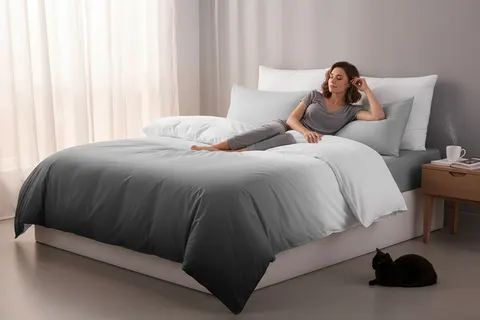 Kpl pościeli NATURAL GRAY 160x200+2 posz. sza/bia