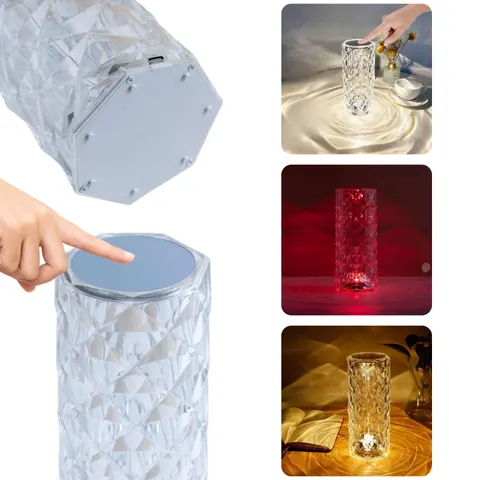 Lampa kryształowa stołowa Diamond 21 cm Multikolor