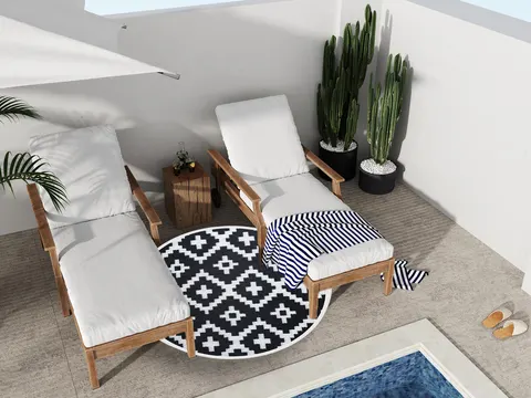 Dywan zewnętrzny PERSA BLACK okrągły śr. 120 cm