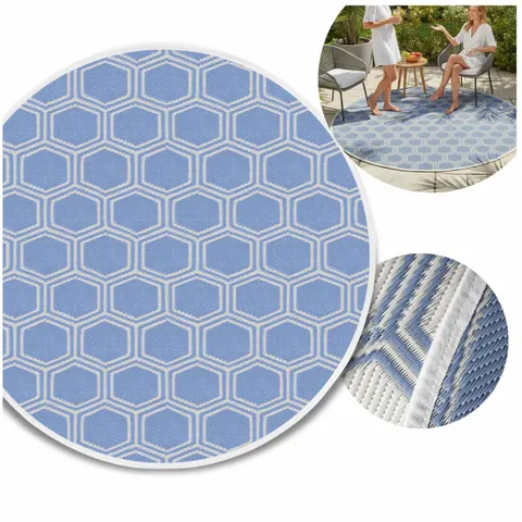 Dywan zewnętrzny RITMO BLUE okrągły śr. 120 cm
