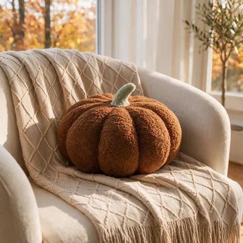 Poduszka kształt PUMPKIN Dynia 30x30 cm Brąz pomar