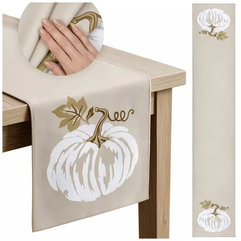 Bieżnik Autumn Luxe Dynie 33x180 cm Beż