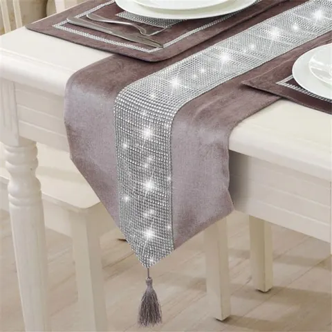 Bieżnik CLARE VELVET Cyrkonie 33x180 Cafe