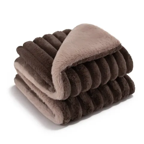 Koc NUBO LUX 100x80 cm Rabbit fur Brąz + beż