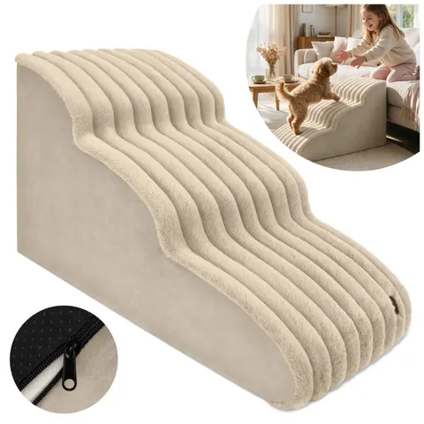 Schody NUBO LUX łagodne 60x30x40 Futro pasy Beż