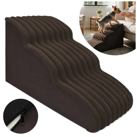Schody NUBO LUX łagodne 60x30x40 Futro pasy Brąz