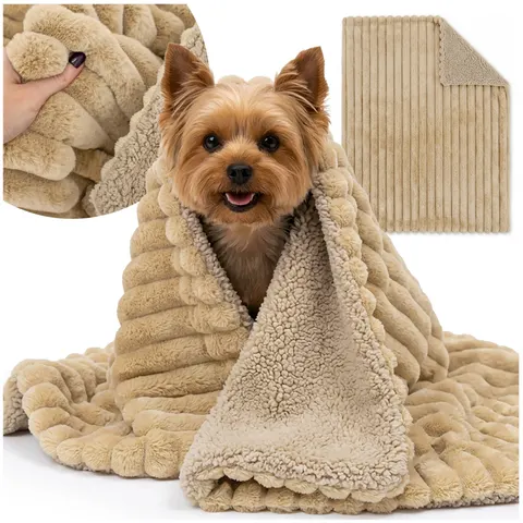 Koc NUBO LUX 100x80 cm Rabbit fur + sherpa Beż
