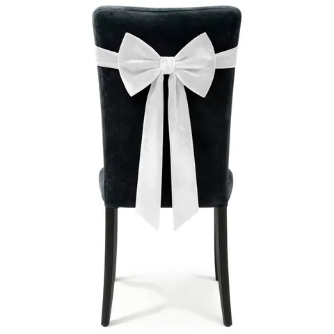 Kokarda Deco Velvet na krzesło 33x27x110 Biały