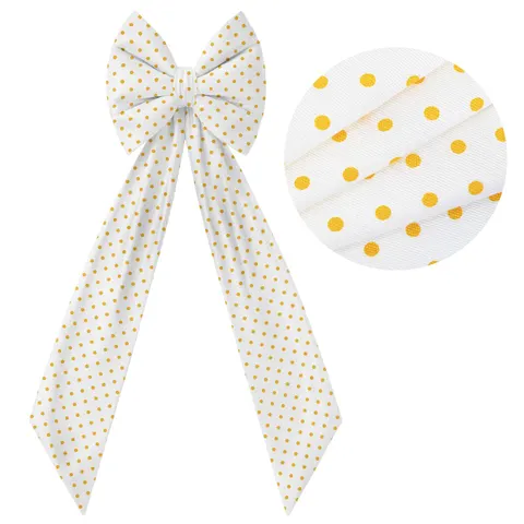 Kokarda Deco Glam Bow XXL 48x45x150 Żółte Kropki
