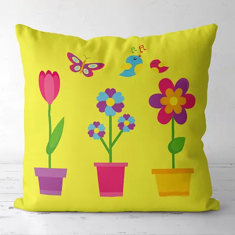 Poszewka MAXIME Velvet 40x40 cm Kwiaty Żółty
