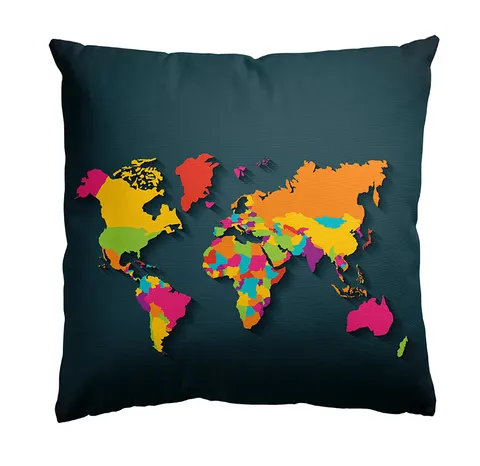 Poszewka World of Colors 45x45 cm Maps / Mapa Mult