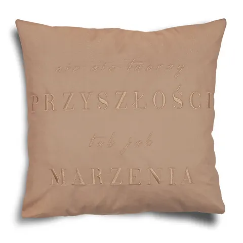 Poszewka POZYTYWNA HELSINKI VELVET haft 40x40 Beż