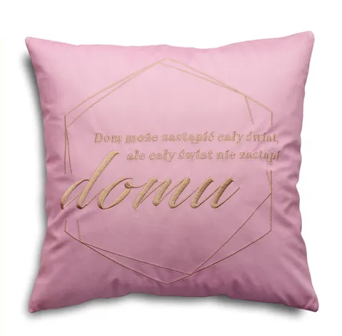 Poszewka POZYTYWNA HELSINKI VELVET haft 40x40 Róż