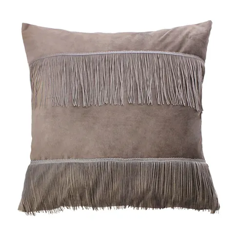 Poszewka ALBA VELVET FRĘDZLE 45x45 aksamit Beż