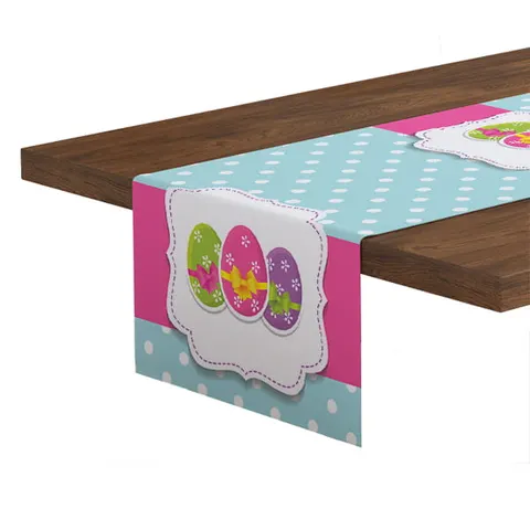 Bieżnik Wielkanoc 40x135 Malowany wzór niebieski
