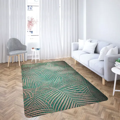 Dywan Foam LUXURY PALMS 120x160 cm Złoty / Zielony