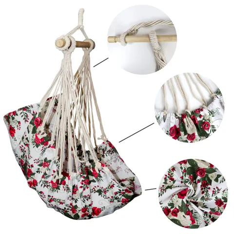 Podwieszany fotel BLUMEN + 2 poduszki 120x100 Róże