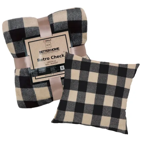 Zestaw Koc RETRO CHECK 130x170 + poduszka 40x40