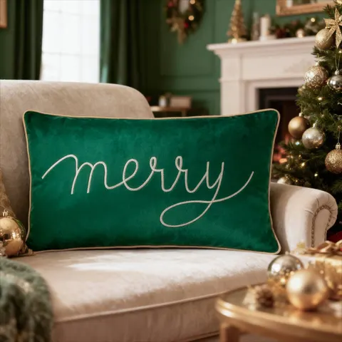 Poszewka Very Merry EMB Zielony 30x50 cm