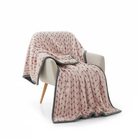 Koc WINTER SHERPA 2stronny 150x200 cm blady róż