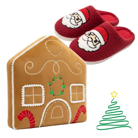 Zestaw No48 Poduszka Gingerbread+Kapcie Santa38/39