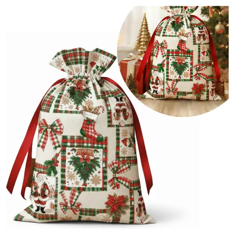 Worek prezentowy Christmas charm 45x60 cm gwiazdki