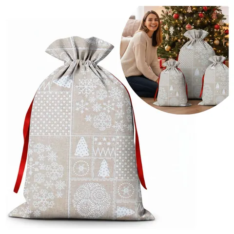 Worek prezentowy Christmas linen 68x90 cm