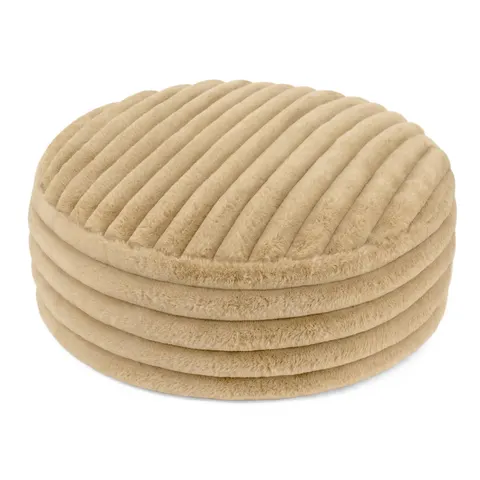 Pokrowiec puf NUBO LUX śr.60 Rabbit fur pasy Beż