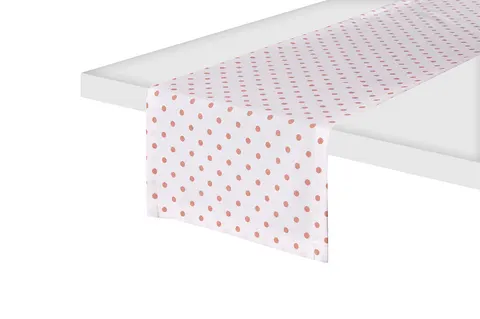 Bieżnik HAPPY 40x135 Biały w beżowe kropki