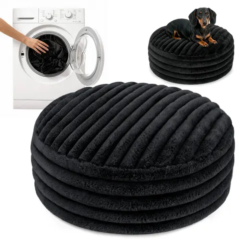 Legowisko puf NUBO LUX śr.60 Rabbit fur pas Czarny