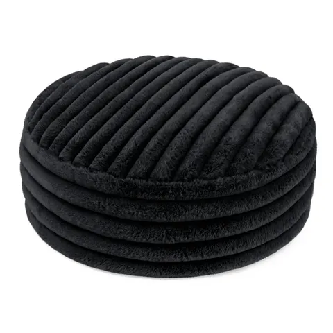 Legowisko puf NUBO LUX śr.80 Rabbit fur pas Czarny