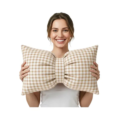 Poduszka Kokarda GLAM 30x50 Kratka Beż