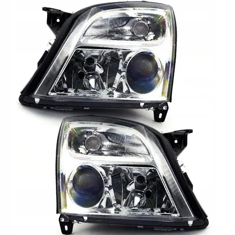 REFLEKTORY LAMPY PRZEDNIE OPEL VECTRA 04/02-07/05 H7+H7 -CHROM LEWA+PRAWA