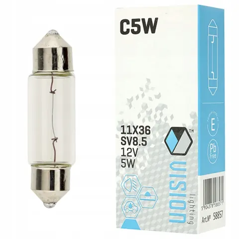 ŻARÓWKA VISION C5W 11X36 12V 5W SV8.5 WNĘTRZA TABLICY SCHOWKA BAGAŻNIKA
