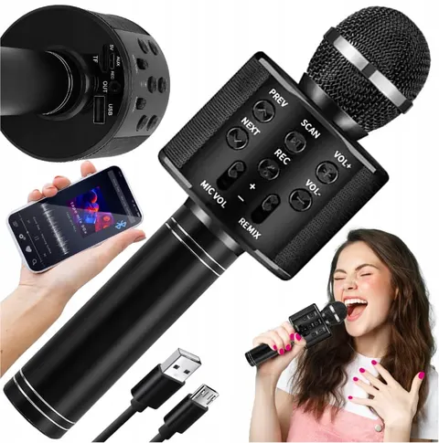 MIKROFON DLA DZIECI KARAOKE BEZPRZEWODOWY Z GŁOŚNIKIEM BLUETOOTH SMARTFON