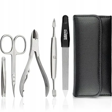 ZESTAW DO MANICURE MARQUS 5 ELEMENTÓW ETUI SKÓRA STAL NIERDZEWNA CĄŻKI