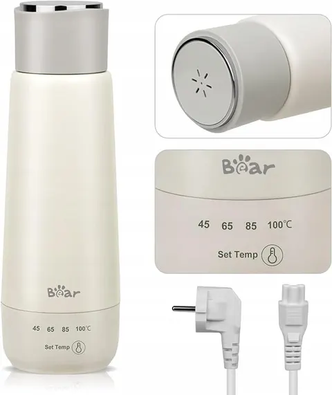 BEAR Czajnik Elektryczny Mini Podgrzewacz Turystyczny 300 ml 3w1