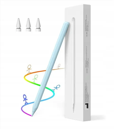 RYSIK STYLUS UNIWERSALNY DO TELEFONU TABLETU NIEBIESKI PENCIL PEN 4KOŃCÓWKI