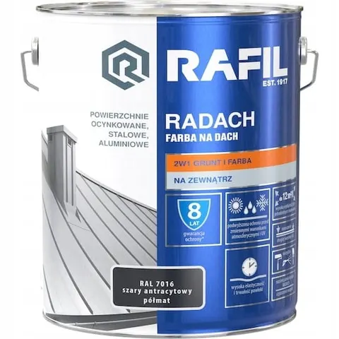 Rafil RADACH farba na dach 2w1 szary antracytowy półmat RAL7016 10L