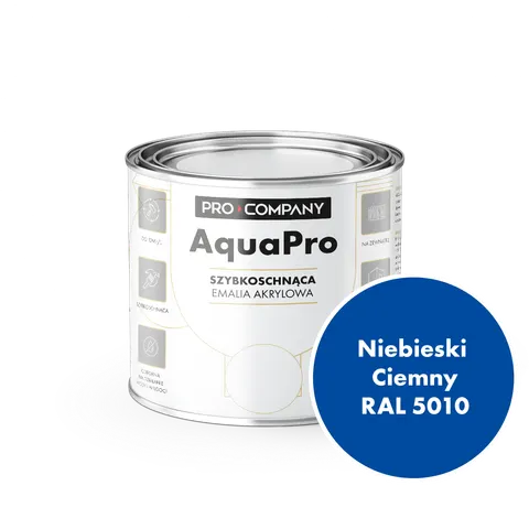AQUA PRO Emalia Akrylowa Szybkoschnąca 0,2L Niebieski Ciemny RAL 5010