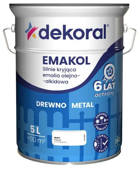 DEKORAL Emalia EMAKOL Strong biały połysk 5 L