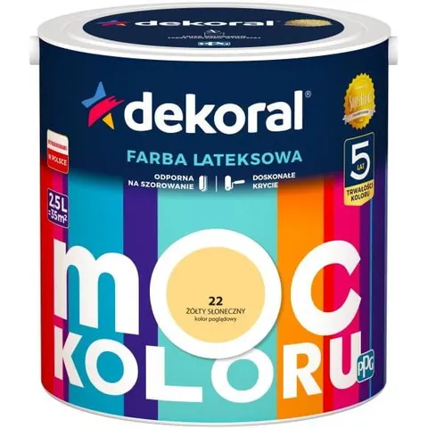 Farba lateksowa Dekoral Moc Koloru żółty słoneczny 2,5L