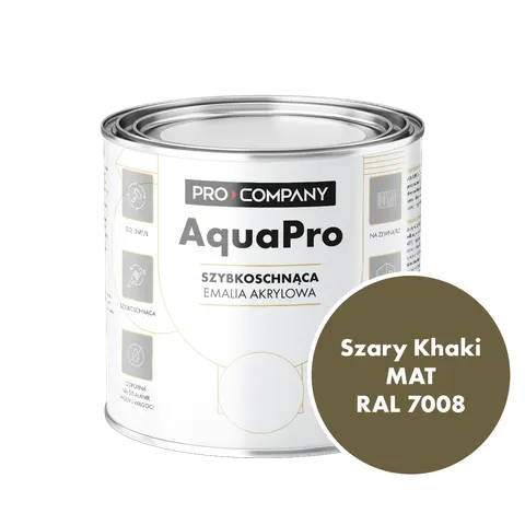 Szybkoschnąca uniwersalna emalia akrylowa Aqua Pro Szary Khaki MAT RAL 7008 0,7L